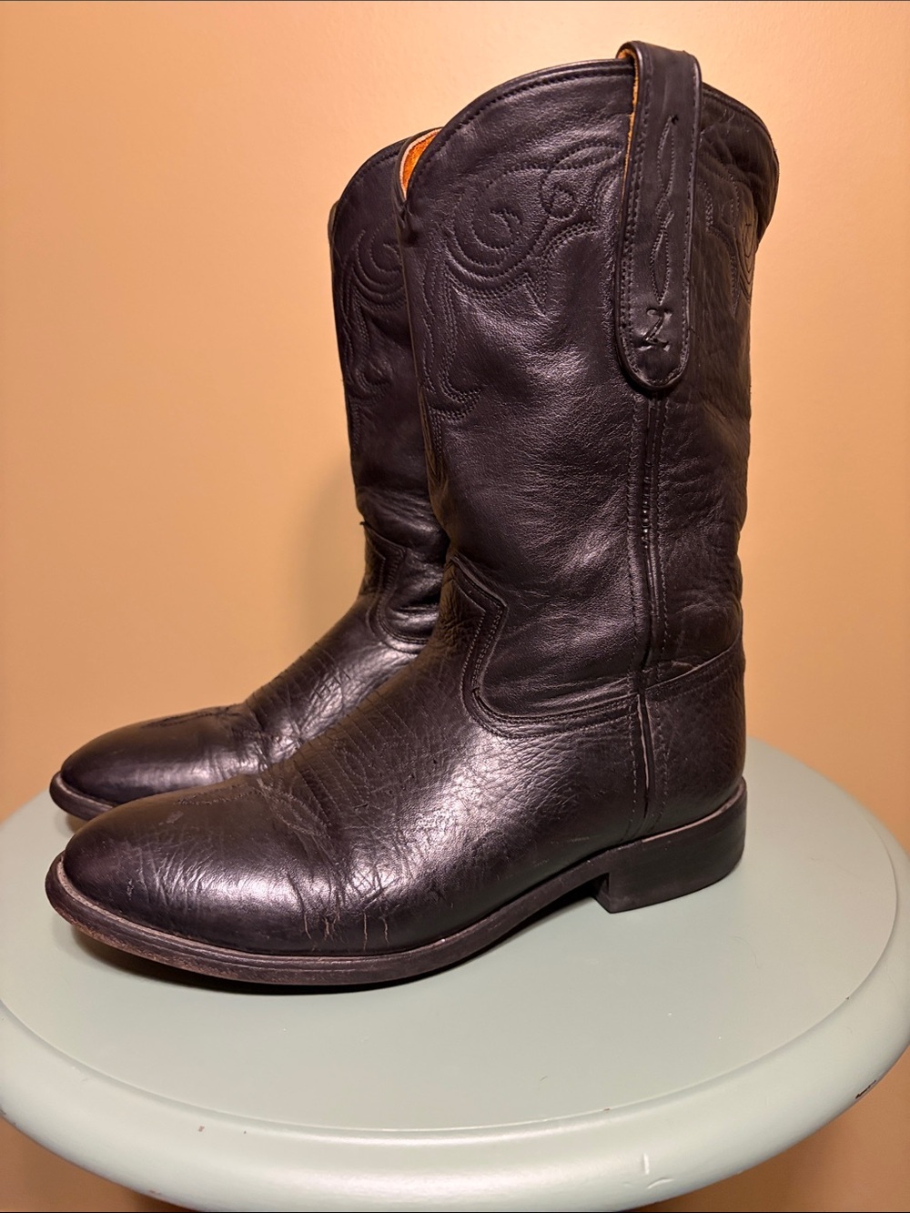 Classic Women's Black Leather Cowboy Boots